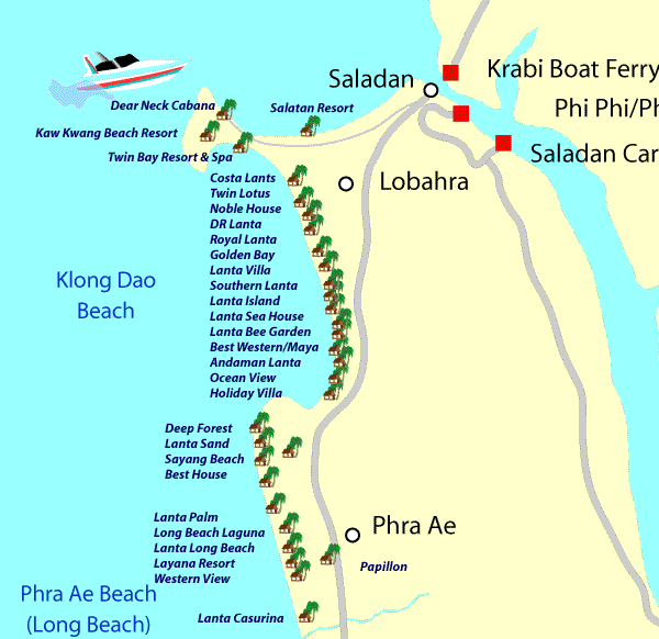 map of ko lanta hotelsthailand travel map