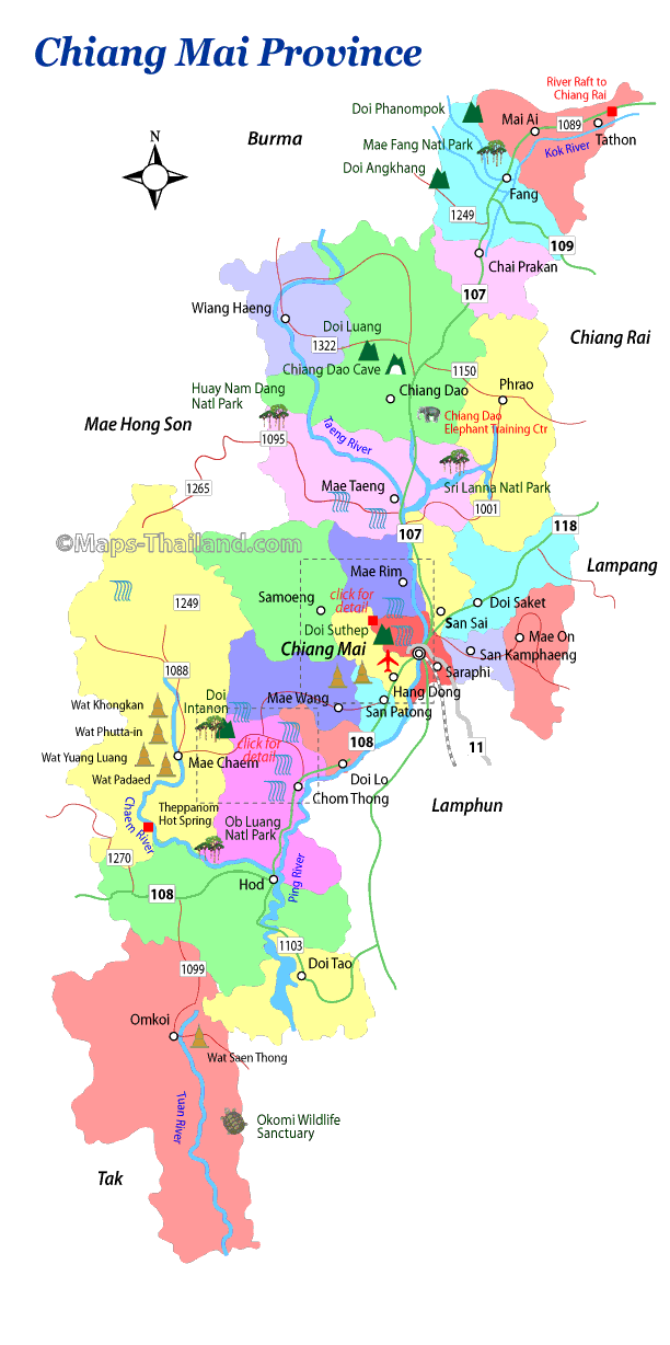 travel map of kamphaeng phet province in thailand