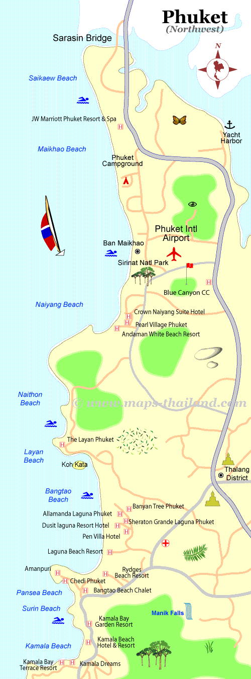 map of northwest phuket, thailand travel map